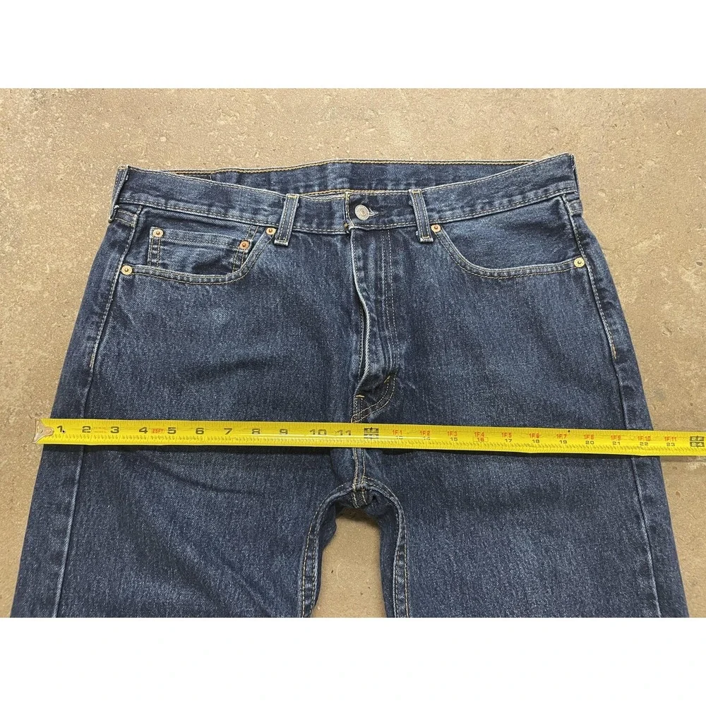 Levis 505 Jeans Mens 36x30 Dark Wash Blue Denim Regular Straight Leg‎ Zip Fly